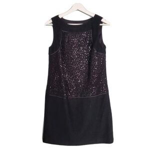 LOFT Black Sleeveless Sequins Dress